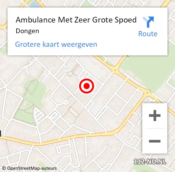 Locatie op kaart van de 112 melding: Ambulance Met Zeer Grote Spoed Naar Dongen op 30 april 2024 12:54