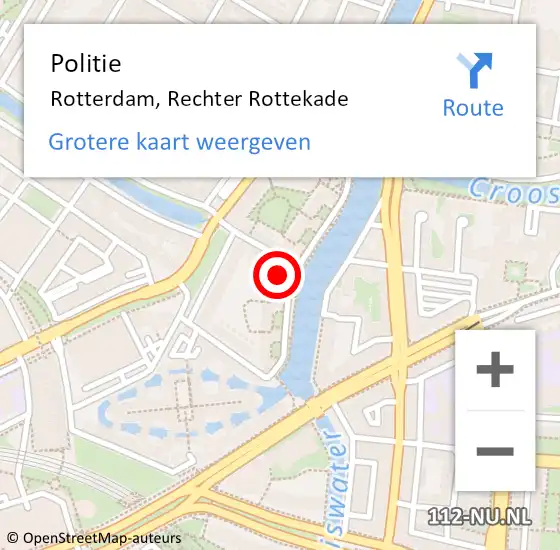 Locatie op kaart van de 112 melding: Politie Rotterdam, Rechter Rottekade op 30 april 2024 12:54