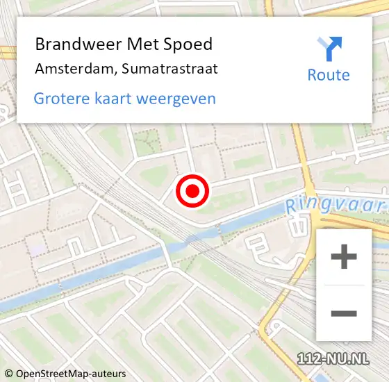 Locatie op kaart van de 112 melding: Brandweer Met Spoed Naar Amsterdam, Sumatrastraat op 30 april 2024 12:54