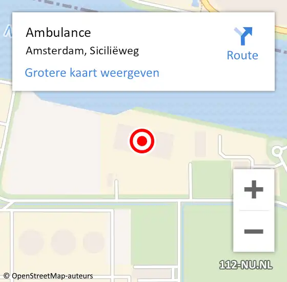 Locatie op kaart van de 112 melding: Ambulance Amsterdam, Siciliëweg op 30 april 2024 13:12