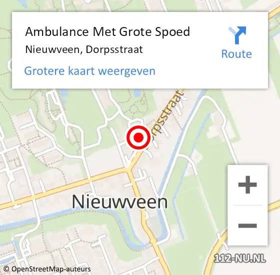 Locatie op kaart van de 112 melding: Ambulance Met Grote Spoed Naar Nieuwveen, Dorpsstraat op 30 april 2024 13:27