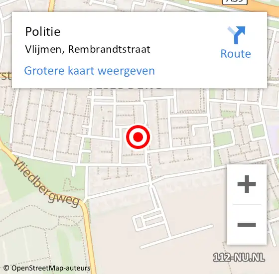 Locatie op kaart van de 112 melding: Politie Vlijmen, Rembrandtstraat op 30 april 2024 13:37