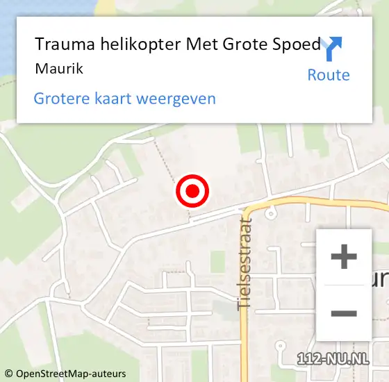 Locatie op kaart van de 112 melding: Trauma helikopter Met Grote Spoed Naar Maurik op 30 april 2024 14:03