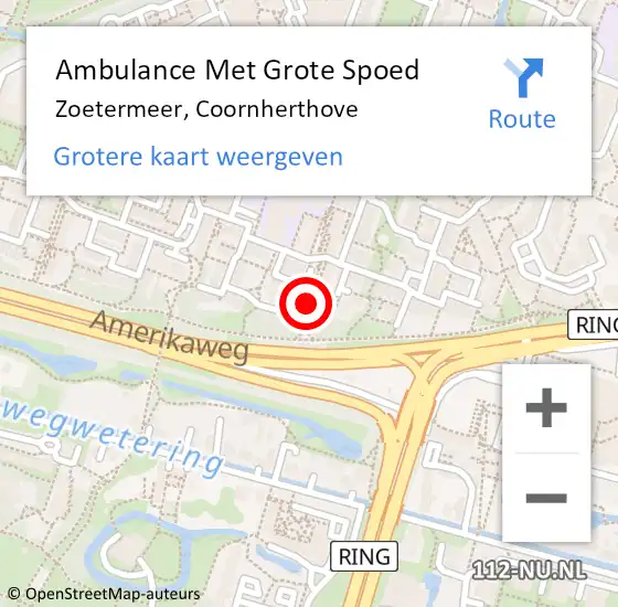 Locatie op kaart van de 112 melding: Ambulance Met Grote Spoed Naar Zoetermeer, Coornherthove op 30 april 2024 14:16