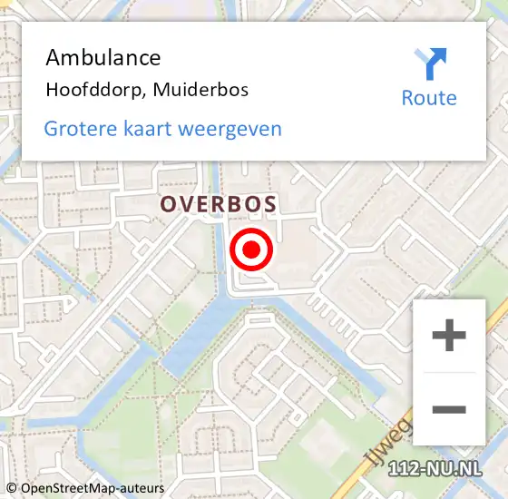 Locatie op kaart van de 112 melding: Ambulance Hoofddorp, Muiderbos op 30 april 2024 14:16