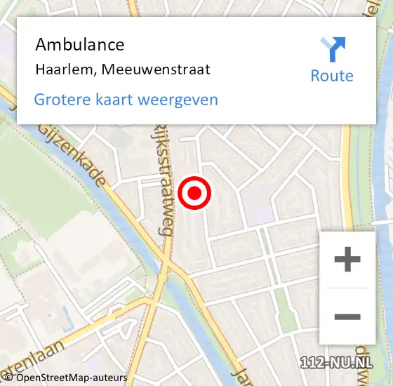 Locatie op kaart van de 112 melding: Ambulance Haarlem, Meeuwenstraat op 30 april 2024 14:25