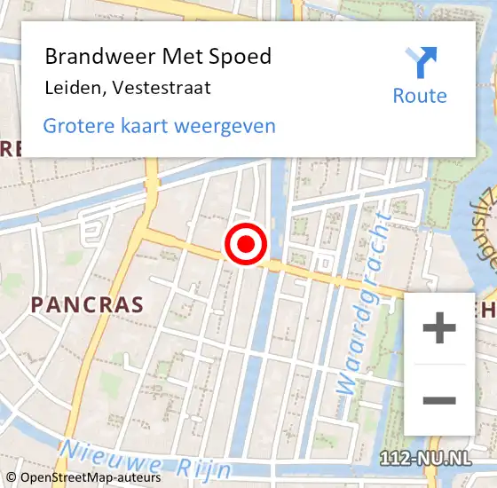 Locatie op kaart van de 112 melding: Brandweer Met Spoed Naar Leiden, Vestestraat op 30 april 2024 14:29