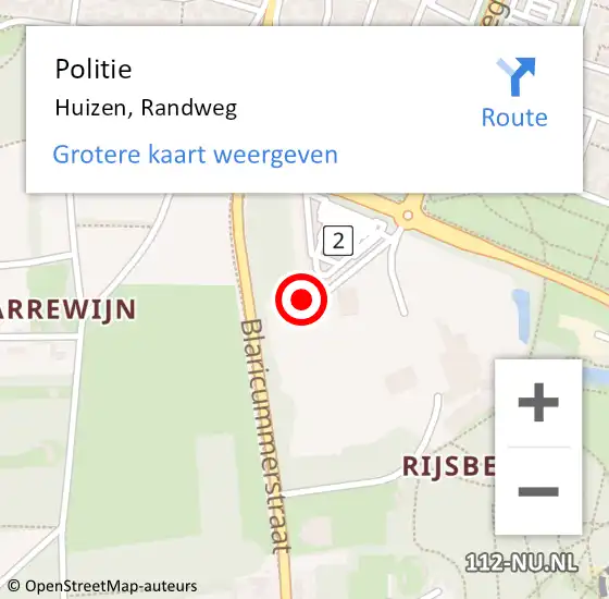 Locatie op kaart van de 112 melding: Politie Huizen, Randweg op 30 april 2024 14:35