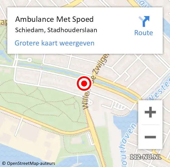 Locatie op kaart van de 112 melding: Ambulance Met Spoed Naar Schiedam, Stadhouderslaan op 30 april 2024 14:44