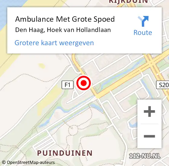 Locatie op kaart van de 112 melding: Ambulance Met Grote Spoed Naar Den Haag, Hoek van Hollandlaan op 30 april 2024 14:44