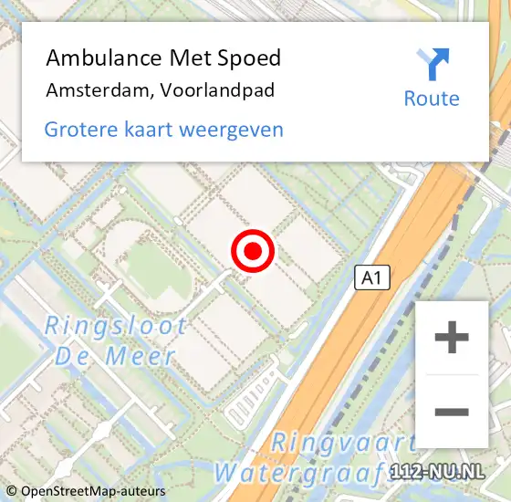 Locatie op kaart van de 112 melding: Ambulance Met Spoed Naar Amsterdam, Voorlandpad op 30 april 2024 14:50