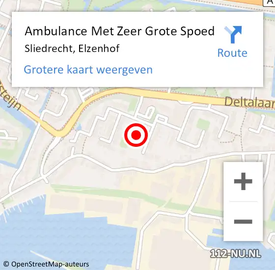 Locatie op kaart van de 112 melding: Ambulance Met Zeer Grote Spoed Naar Sliedrecht, Elzenhof op 30 april 2024 14:59