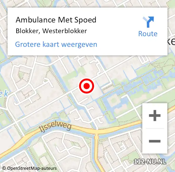 Locatie op kaart van de 112 melding: Ambulance Met Spoed Naar Blokker, Westerblokker op 30 april 2024 15:06