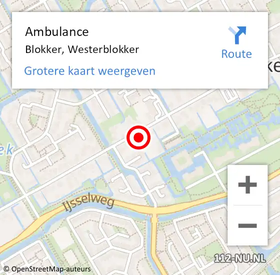 Locatie op kaart van de 112 melding: Ambulance Blokker, Westerblokker op 30 april 2024 15:07