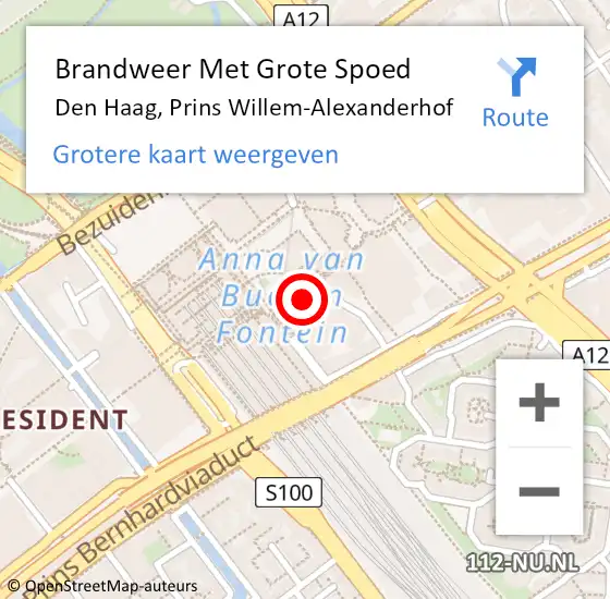 Locatie op kaart van de 112 melding: Brandweer Met Grote Spoed Naar Den Haag, Prins Willem-Alexanderhof op 30 april 2024 15:10