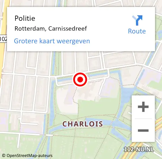 Locatie op kaart van de 112 melding: Politie Rotterdam, Carnissedreef op 30 april 2024 15:11