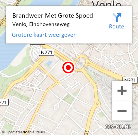 Locatie op kaart van de 112 melding: Brandweer Met Grote Spoed Naar Venlo, Eindhovenseweg op 30 april 2024 15:15
