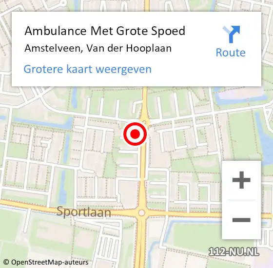 Locatie op kaart van de 112 melding: Ambulance Met Grote Spoed Naar Amstelveen, Van der Hooplaan op 30 april 2024 15:17