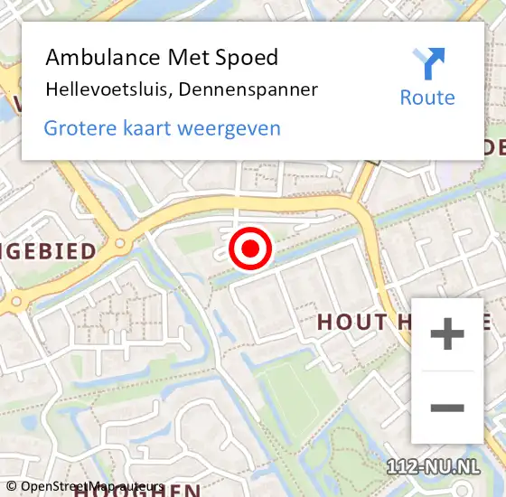 Locatie op kaart van de 112 melding: Ambulance Met Spoed Naar Hellevoetsluis, Dennenspanner op 30 april 2024 15:19
