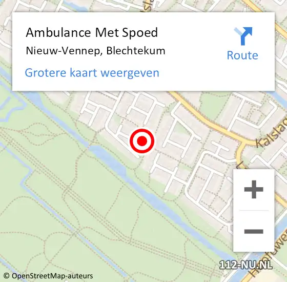 Locatie op kaart van de 112 melding: Ambulance Met Spoed Naar Nieuw-Vennep, Blechtekum op 30 april 2024 15:26