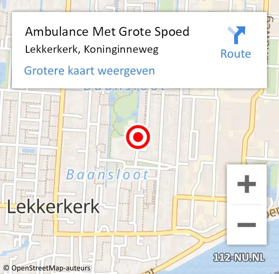 Locatie op kaart van de 112 melding: Ambulance Met Grote Spoed Naar Lekkerkerk, Koninginneweg op 30 april 2024 15:42