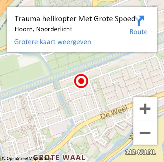 Locatie op kaart van de 112 melding: Trauma helikopter Met Grote Spoed Naar Hoorn, Noorderlicht op 30 april 2024 15:44