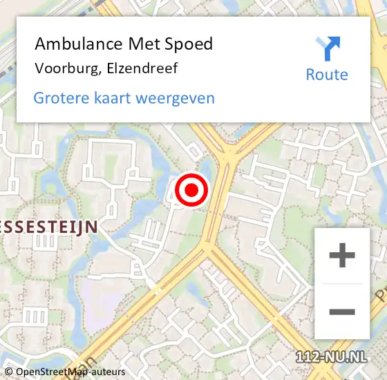 Locatie op kaart van de 112 melding: Ambulance Met Spoed Naar Voorburg, Elzendreef op 30 april 2024 15:46