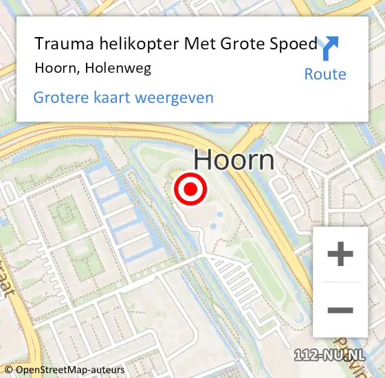 Locatie op kaart van de 112 melding: Trauma helikopter Met Grote Spoed Naar Hoorn, Holenweg op 30 april 2024 15:52