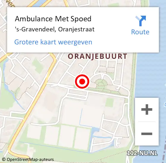 Locatie op kaart van de 112 melding: Ambulance Met Spoed Naar 's-Gravendeel, Oranjestraat op 30 april 2024 15:57