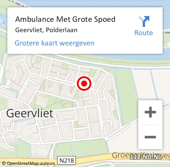 Locatie op kaart van de 112 melding: Ambulance Met Grote Spoed Naar Geervliet, Polderlaan op 30 april 2024 16:04
