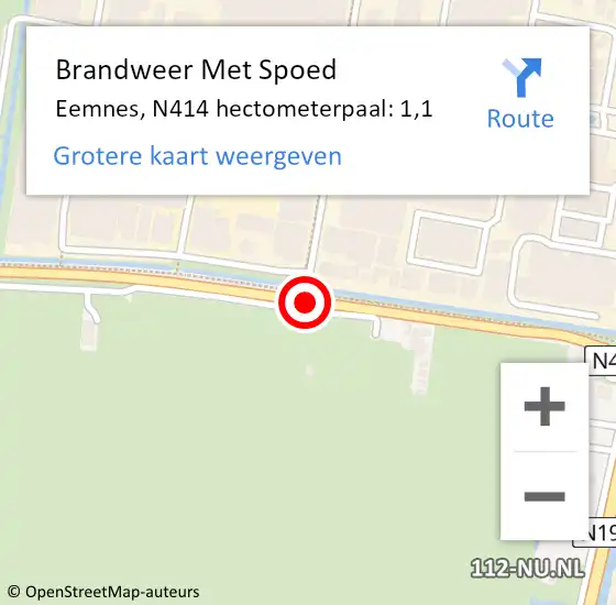 Locatie op kaart van de 112 melding: Brandweer Met Spoed Naar Eemnes, N414 hectometerpaal: 1,1 op 4 oktober 2014 08:33