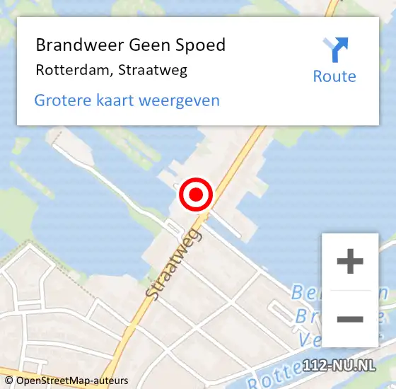 Locatie op kaart van de 112 melding: Brandweer Geen Spoed Naar Rotterdam, Straatweg op 30 april 2024 16:27