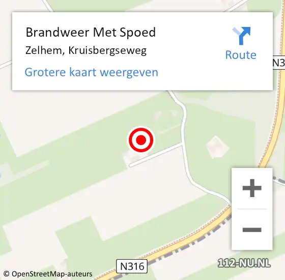 Locatie op kaart van de 112 melding: Brandweer Met Spoed Naar Zelhem, Kruisbergseweg op 30 april 2024 16:35