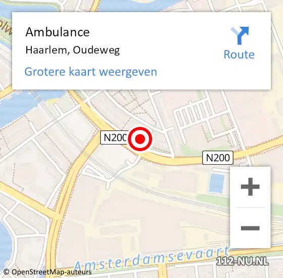 Locatie op kaart van de 112 melding: Ambulance Haarlem, Oudeweg op 30 april 2024 16:35
