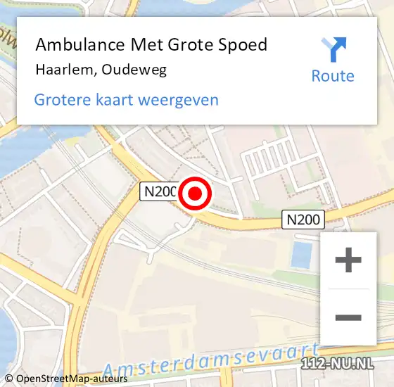 Locatie op kaart van de 112 melding: Ambulance Met Grote Spoed Naar Haarlem, Oudeweg op 30 april 2024 16:37