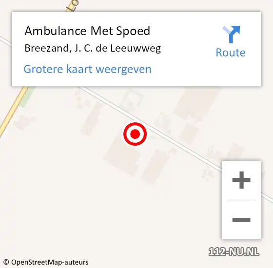 Locatie op kaart van de 112 melding: Ambulance Met Spoed Naar Breezand, J. C. de Leeuwweg op 30 april 2024 16:50