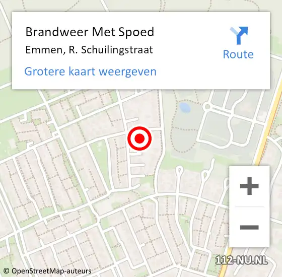 Locatie op kaart van de 112 melding: Brandweer Met Spoed Naar Emmen, R. Schuilingstraat op 30 april 2024 16:56