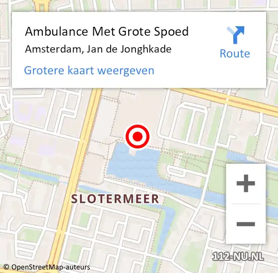 Locatie op kaart van de 112 melding: Ambulance Met Grote Spoed Naar Amsterdam, Jan de Jonghkade op 30 april 2024 16:57