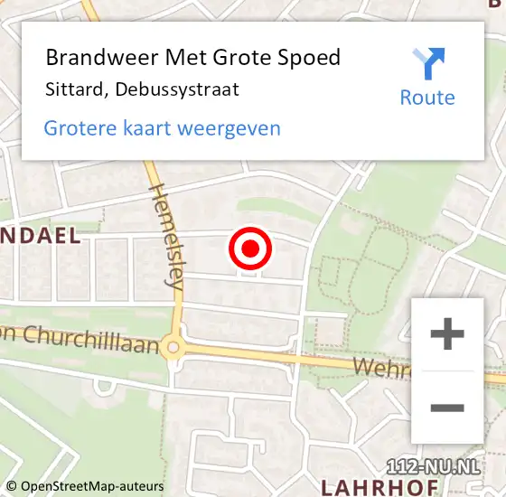 Locatie op kaart van de 112 melding: Brandweer Met Grote Spoed Naar Sittard, Debussystraat op 30 april 2024 17:03