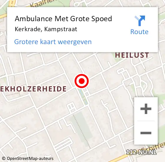 Locatie op kaart van de 112 melding: Ambulance Met Grote Spoed Naar Kerkrade, Kampstraat op 30 april 2024 17:05