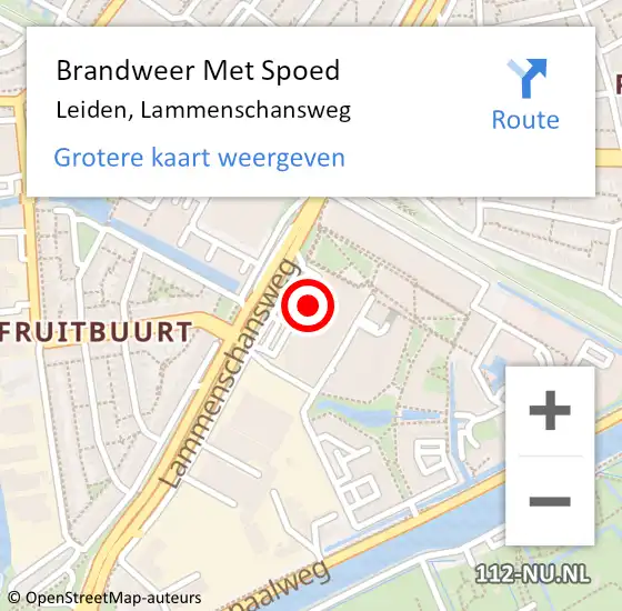 Locatie op kaart van de 112 melding: Brandweer Met Spoed Naar Leiden, Lammenschansweg op 30 april 2024 17:09