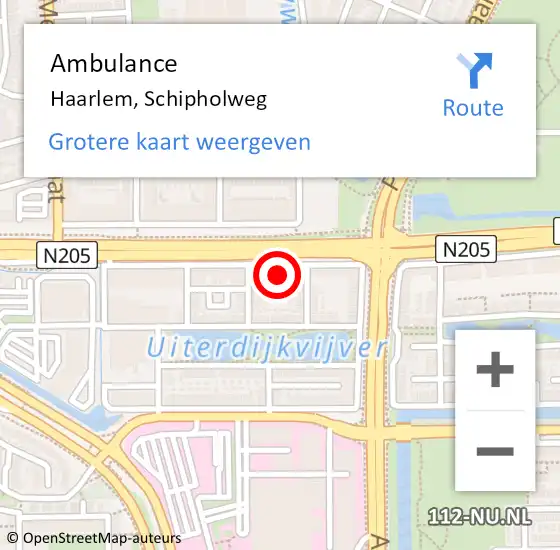 Locatie op kaart van de 112 melding: Ambulance Haarlem, Schipholweg op 30 april 2024 17:13