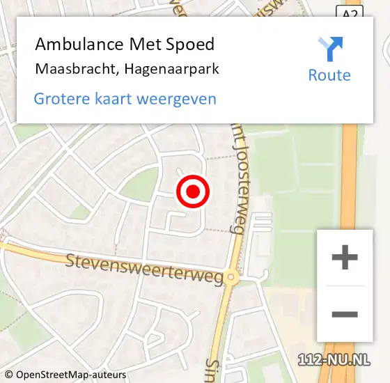 Locatie op kaart van de 112 melding: Ambulance Met Spoed Naar Maasbracht, Hagenaarpark op 30 april 2024 17:19