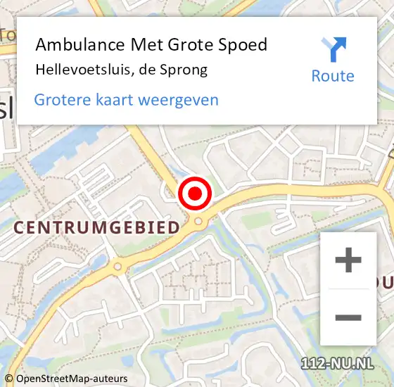 Locatie op kaart van de 112 melding: Ambulance Met Grote Spoed Naar Hellevoetsluis, de Sprong op 30 april 2024 17:23