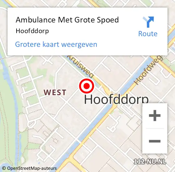 Locatie op kaart van de 112 melding: Ambulance Met Grote Spoed Naar Hoofddorp op 30 april 2024 17:27