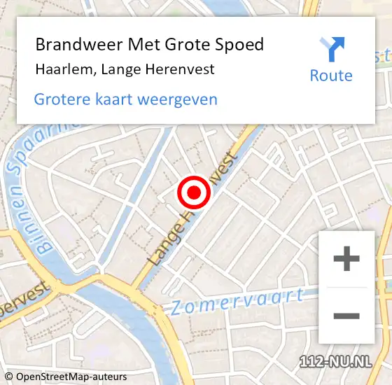 Locatie op kaart van de 112 melding: Brandweer Met Grote Spoed Naar Haarlem, Lange Herenvest op 30 april 2024 17:38