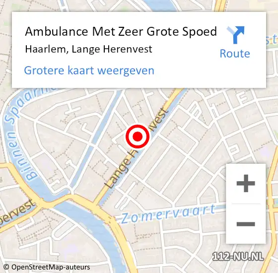 Locatie op kaart van de 112 melding: Ambulance Met Zeer Grote Spoed Naar Haarlem, Lange Herenvest op 30 april 2024 17:39