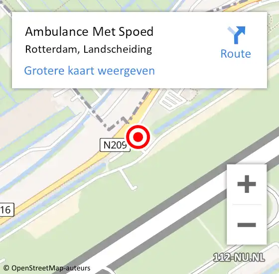 Locatie op kaart van de 112 melding: Ambulance Met Spoed Naar Rotterdam, Landscheiding op 30 april 2024 17:54