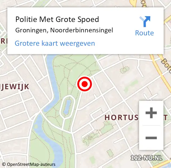 Locatie op kaart van de 112 melding: Politie Met Grote Spoed Naar Groningen, Noorderbinnensingel op 30 april 2024 17:59