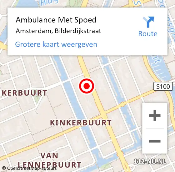 Locatie op kaart van de 112 melding: Ambulance Met Spoed Naar Amsterdam, Bilderdijkstraat op 30 april 2024 18:16